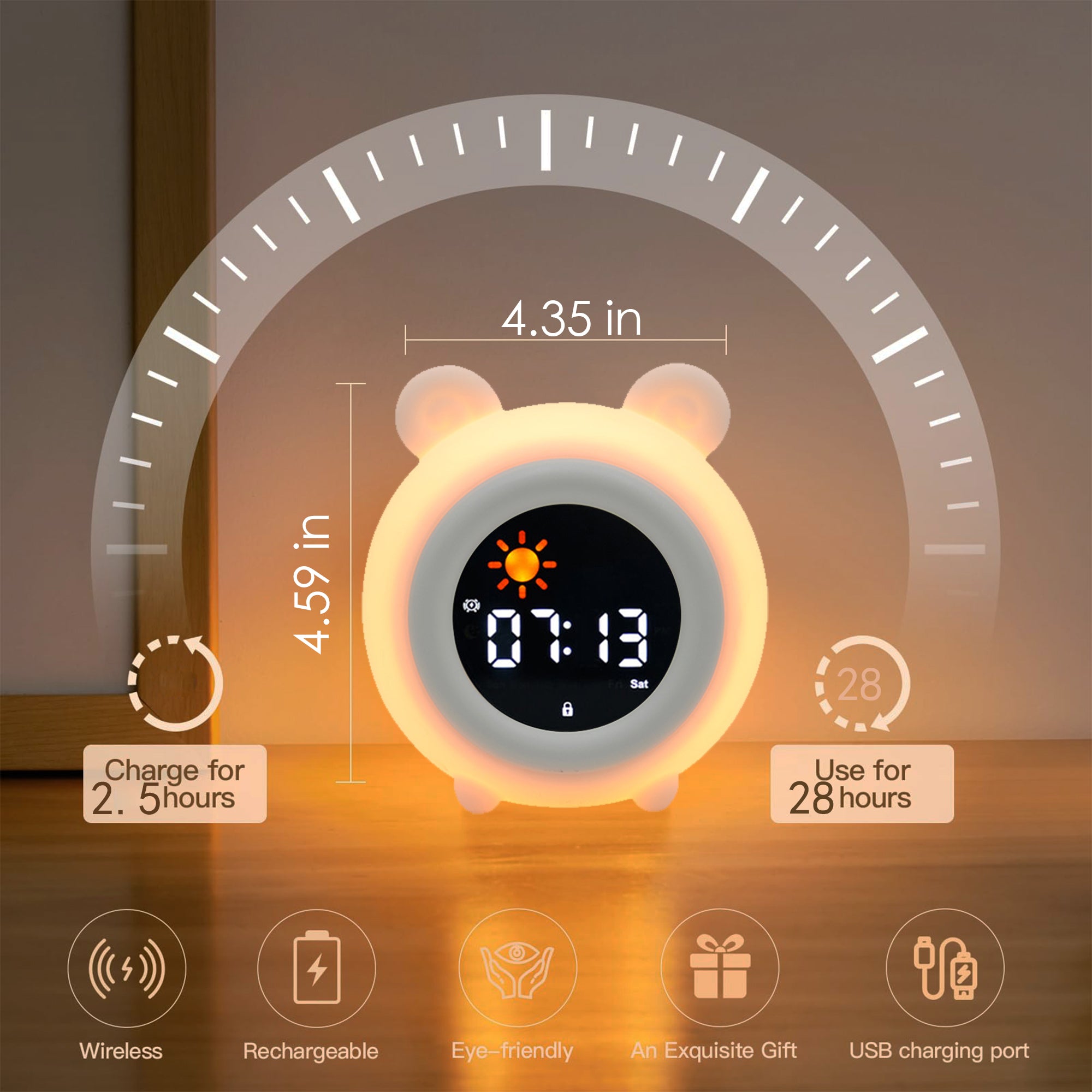 Blob de Beer - Slaaptrainer & Nachtlamp voor Kinderen - Met Diverse Lichtkleuren - Wit
