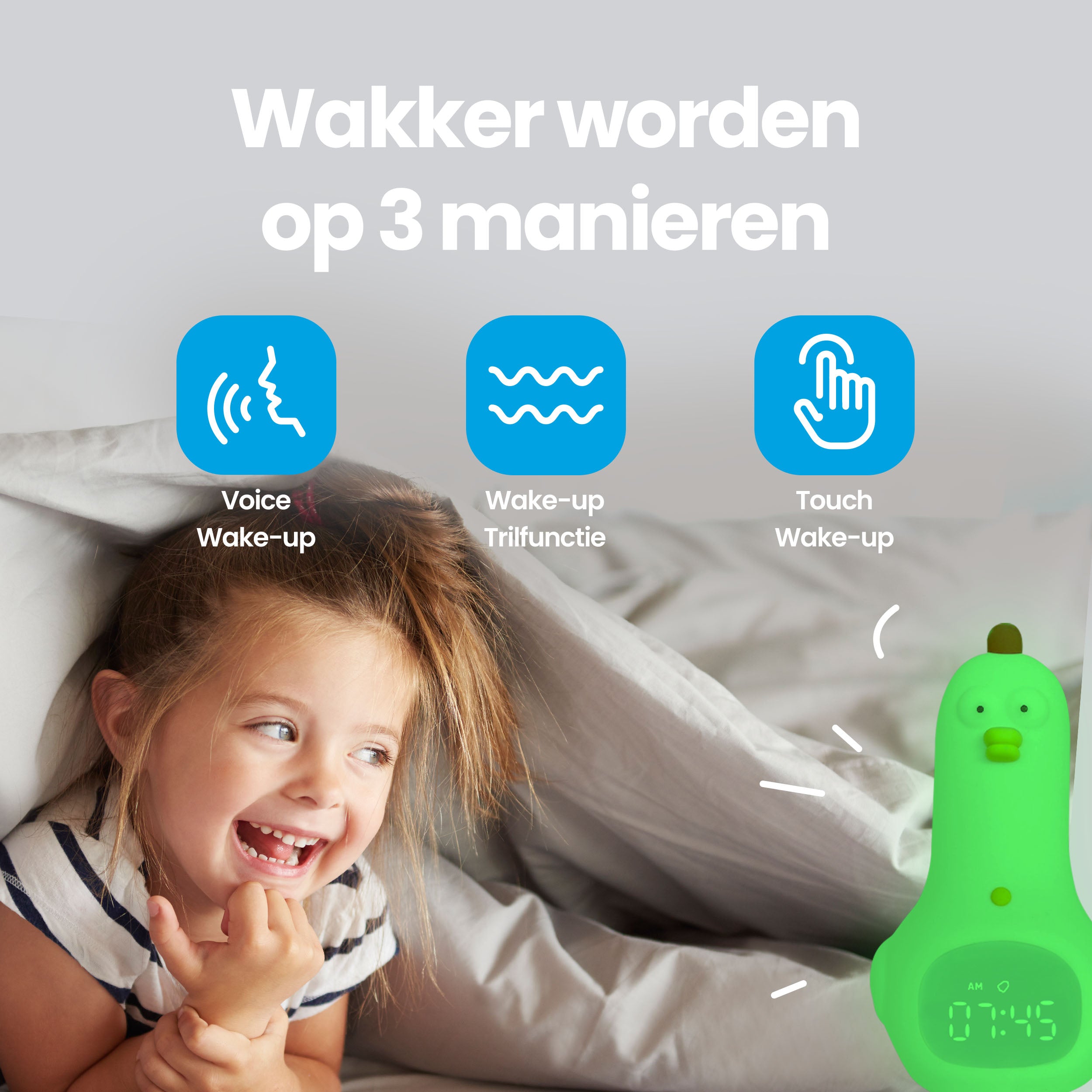 Bella de kip - Slaaptrainer voor kinderen - Kinderwekker met Nachtlamp en Wekker - Wit