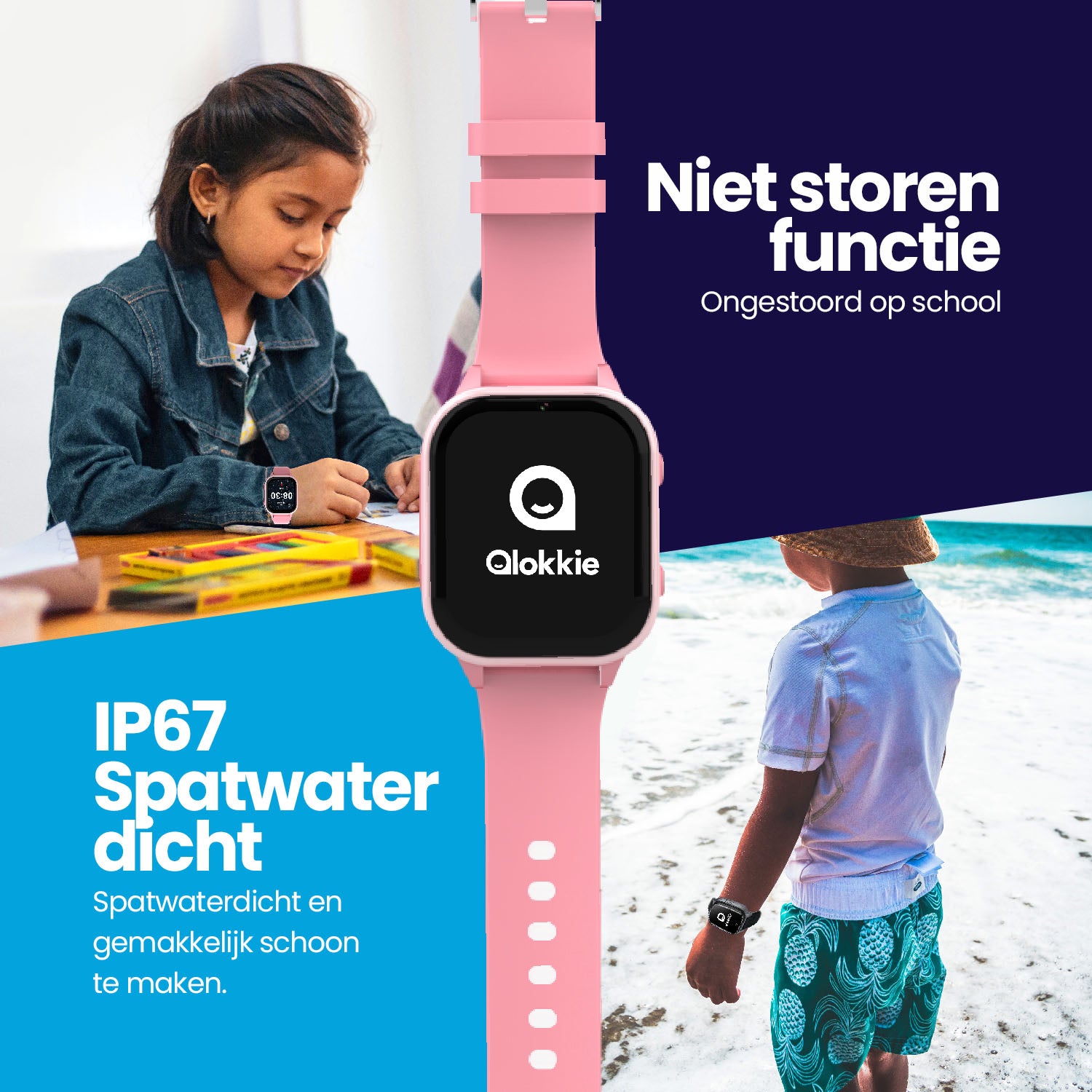 Qlokkie GPS Horloge Kind - Kiddo 23 - Whatsapp - Roze