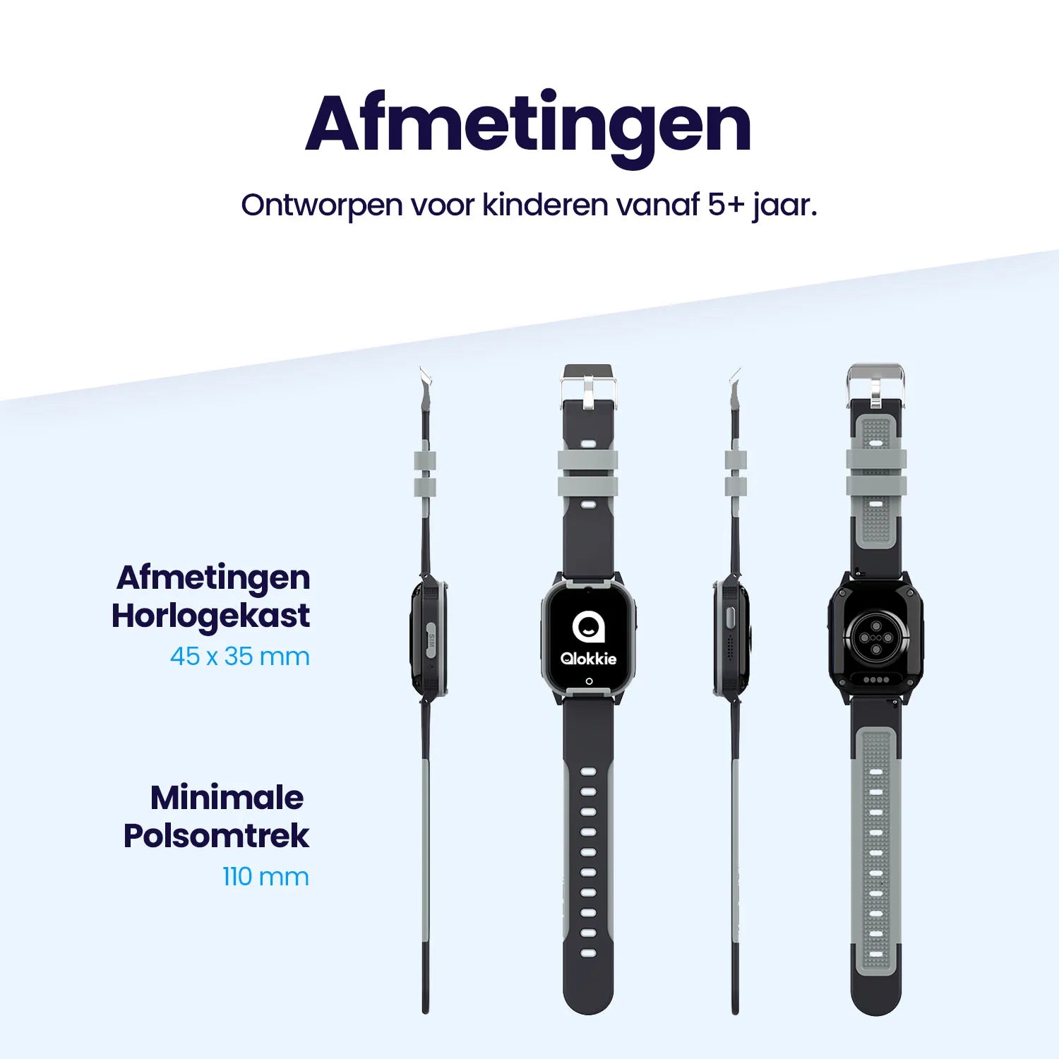 Qlokkie GPS Horloge Kind - Kiddo Lite - Zwart