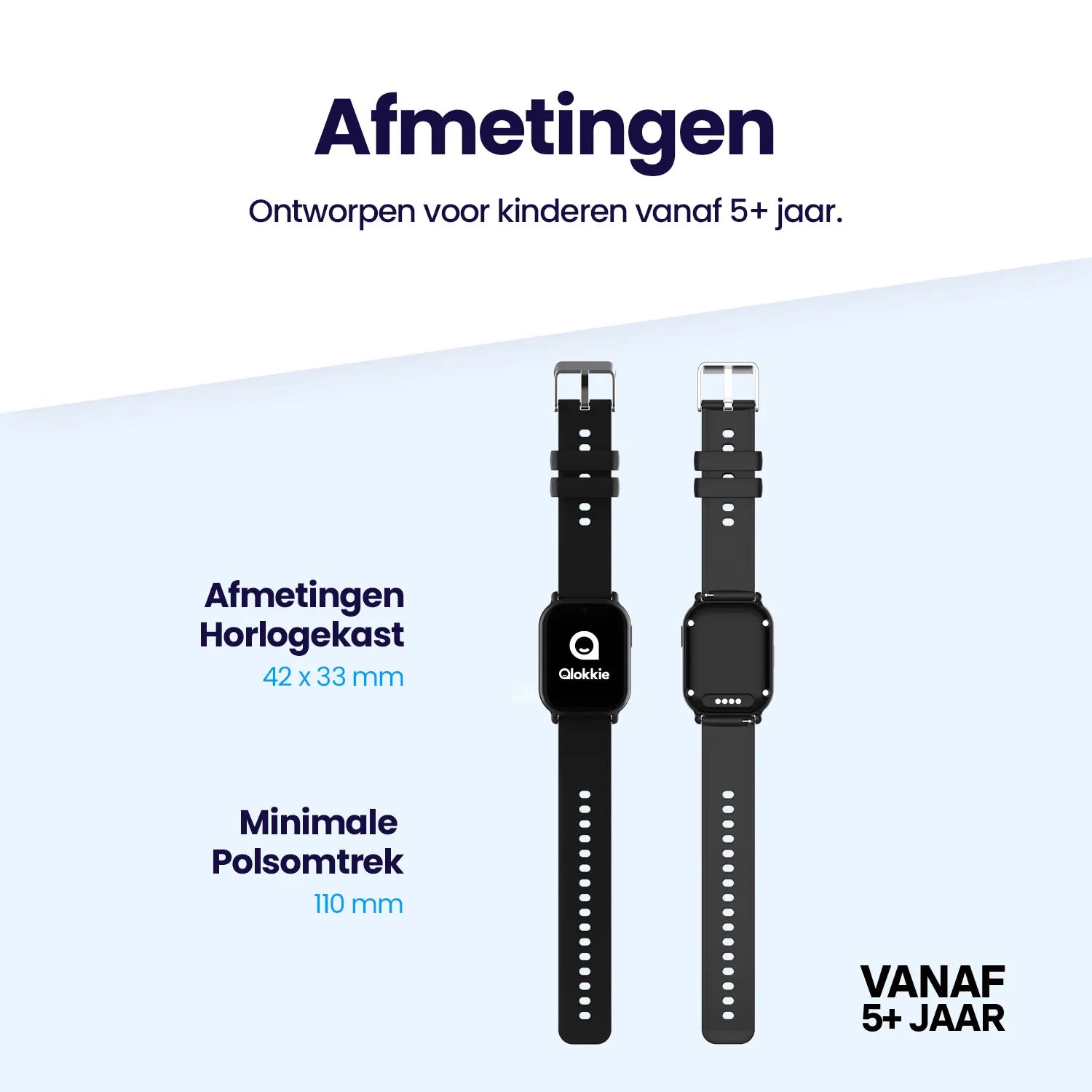 Qlokkie Kiddo Mini – Compact GPS Horloge voor Kinderen – Zwart