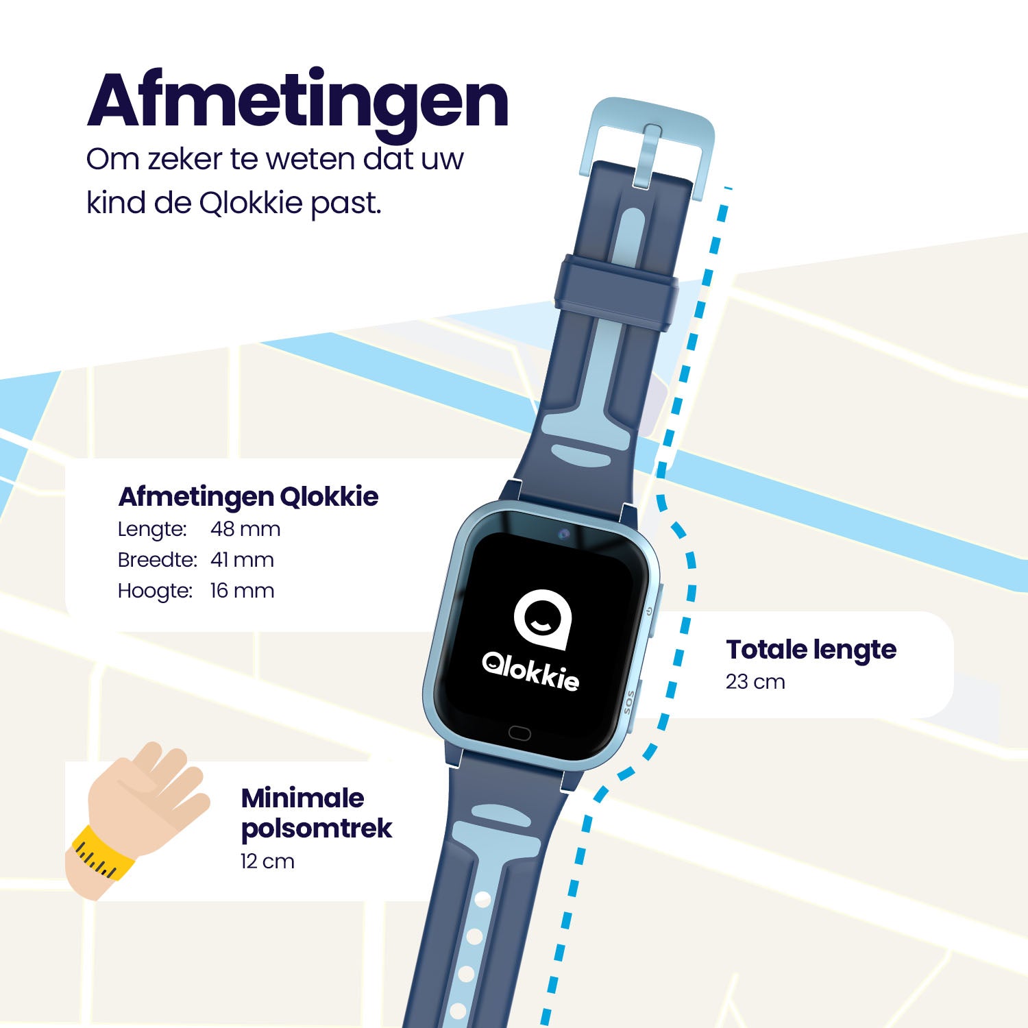 Qlokkie GPS Horloge Kind - Kiddo Next - Whatsapp - Zwart