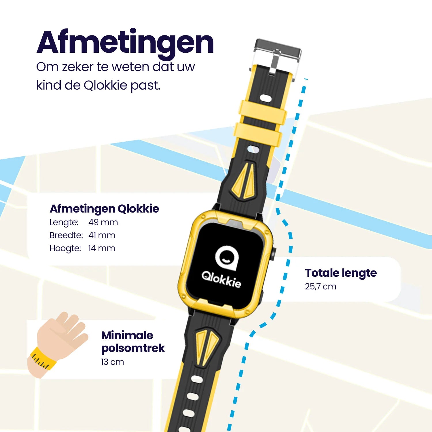 Qlokkie GPS Horloge Kind - Kiddo Play - Whatsapp - Geel