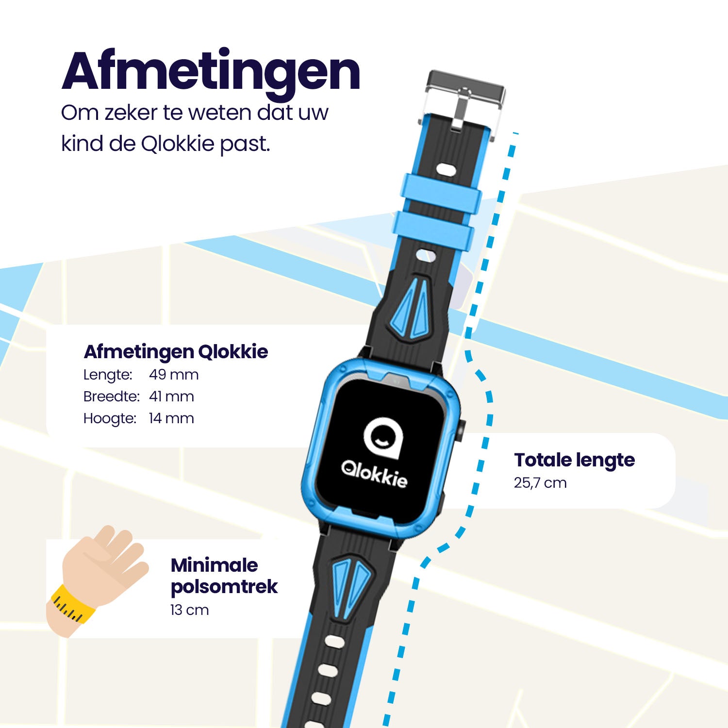 Qlokkie GPS Horloge Kind - Kiddo Play - Whatsapp - Blauw