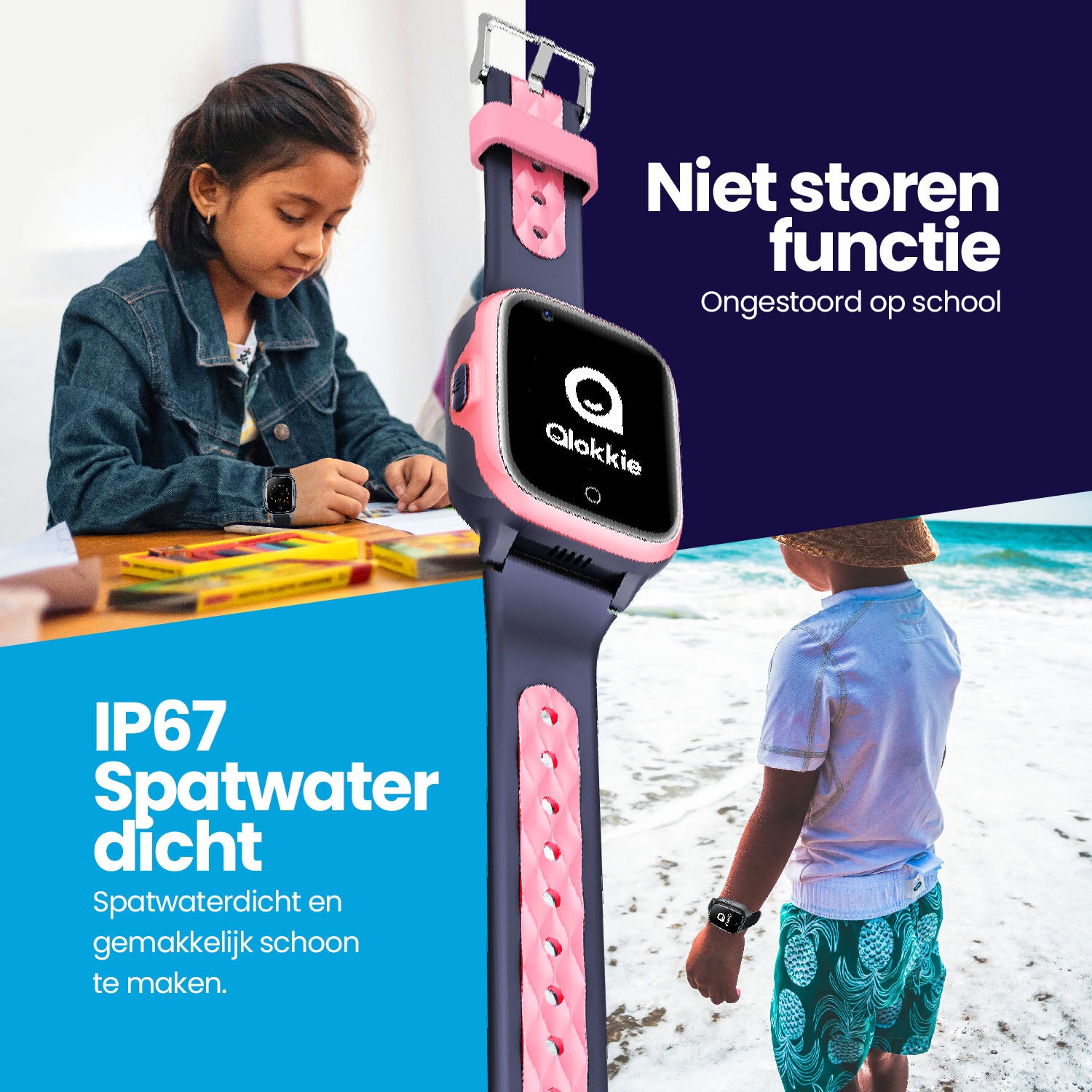 Qlokkie GPS Horloge Kind - Kiddo 15 - Zwart