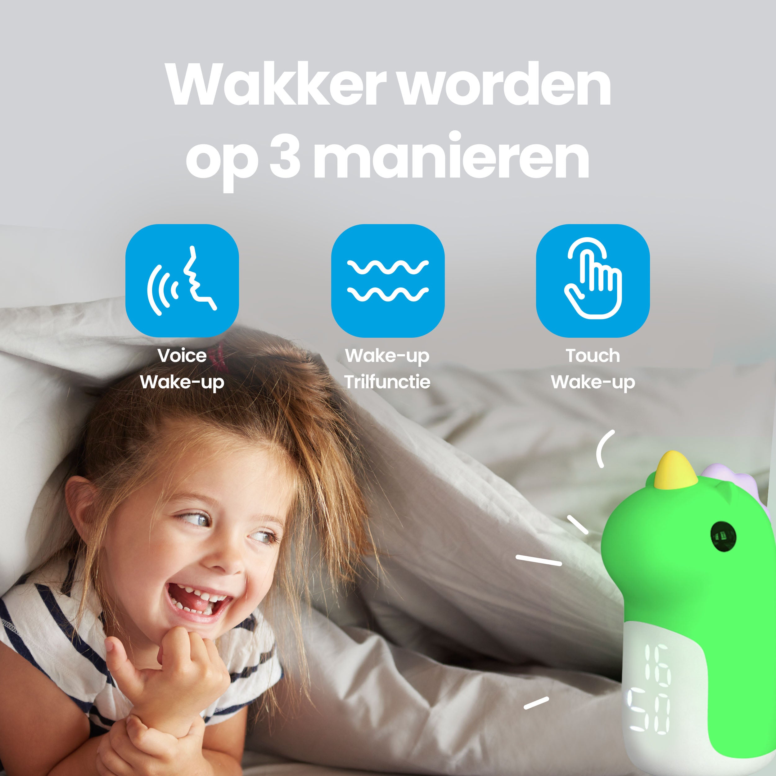 Ariel de eenhoorn - Slaaptrainer voor kinderen - Kinderwekker met Nachtlamp en Wekker - Wit