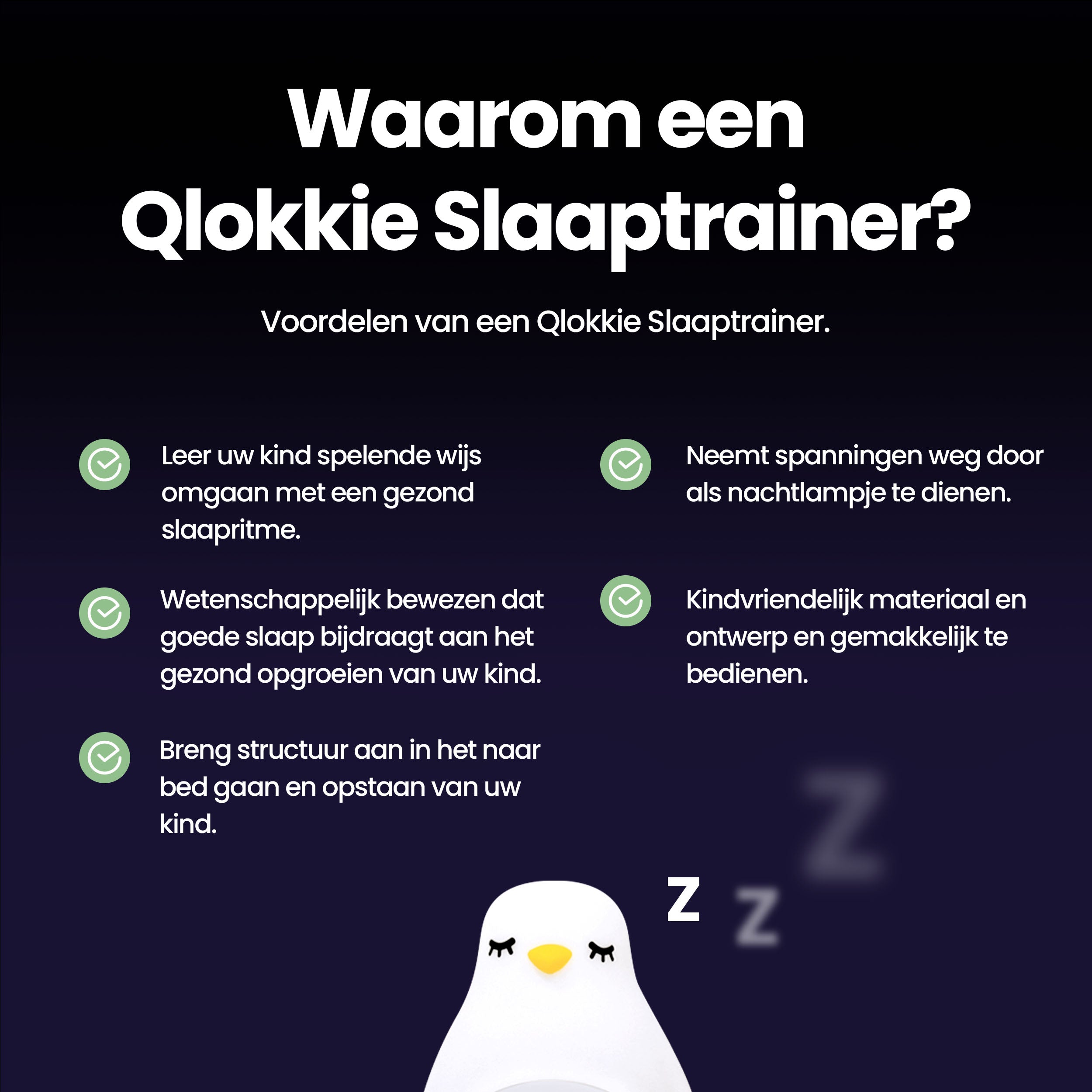 Flip de pinguïn - Slaaptrainer voor kinderen - Kinderwekker met Nachtlamp en Wekker - Wit