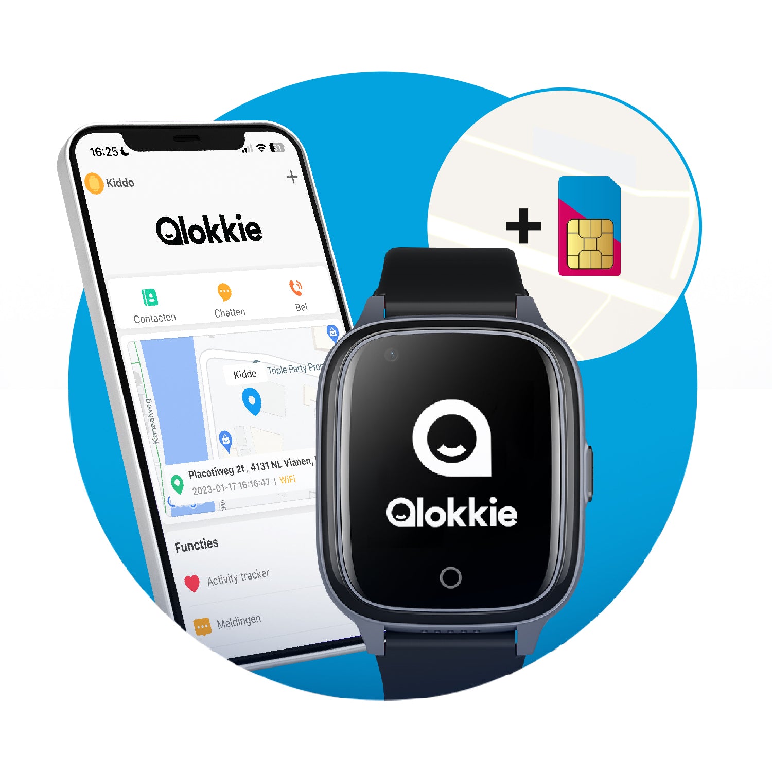 Qlokkie Kiddo 21 - Montre GPS enfant - Tracker GPS - Appels vidéo -  Fonction de chat 