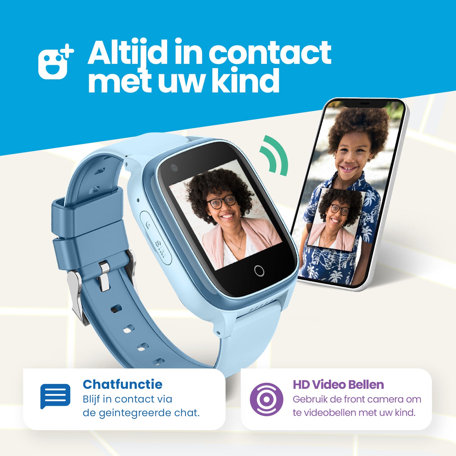 Qlokkie GPS Horloge Kind - Kiddo 21 - Roze