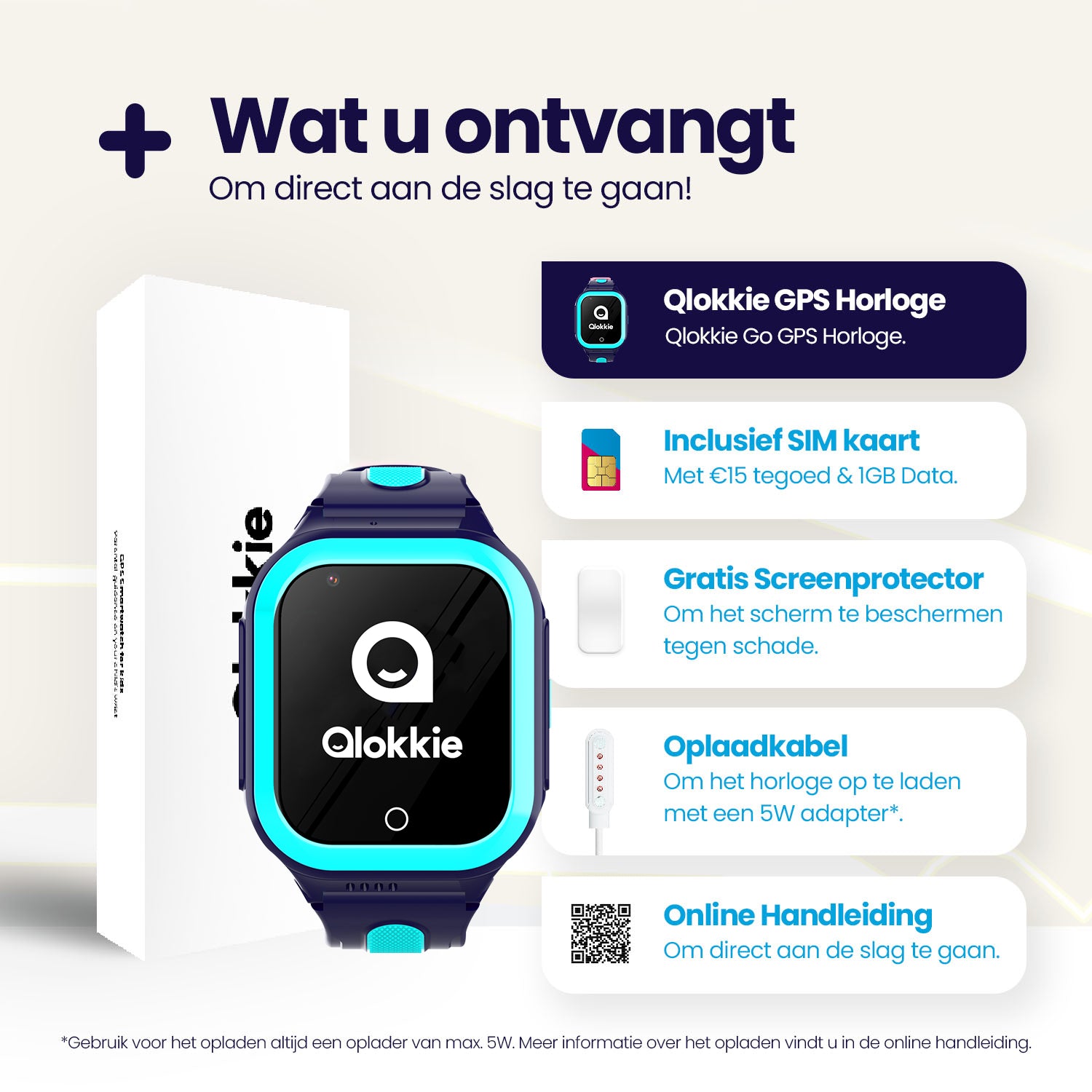 Qlokkie GPS Horloge - Kiddo GO - Blauw