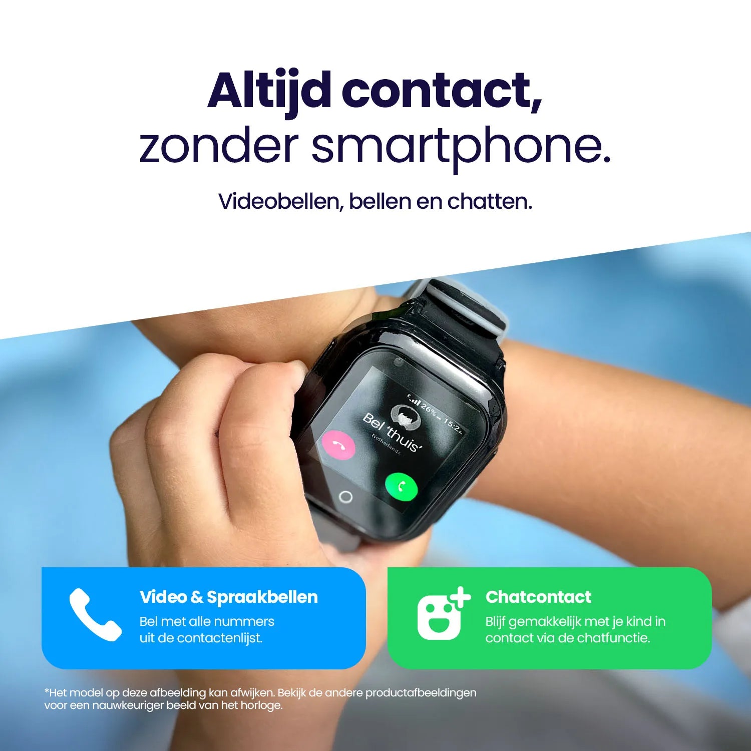 Qlokkie GPS Horloge Kind - Kiddo Lite - Zwart