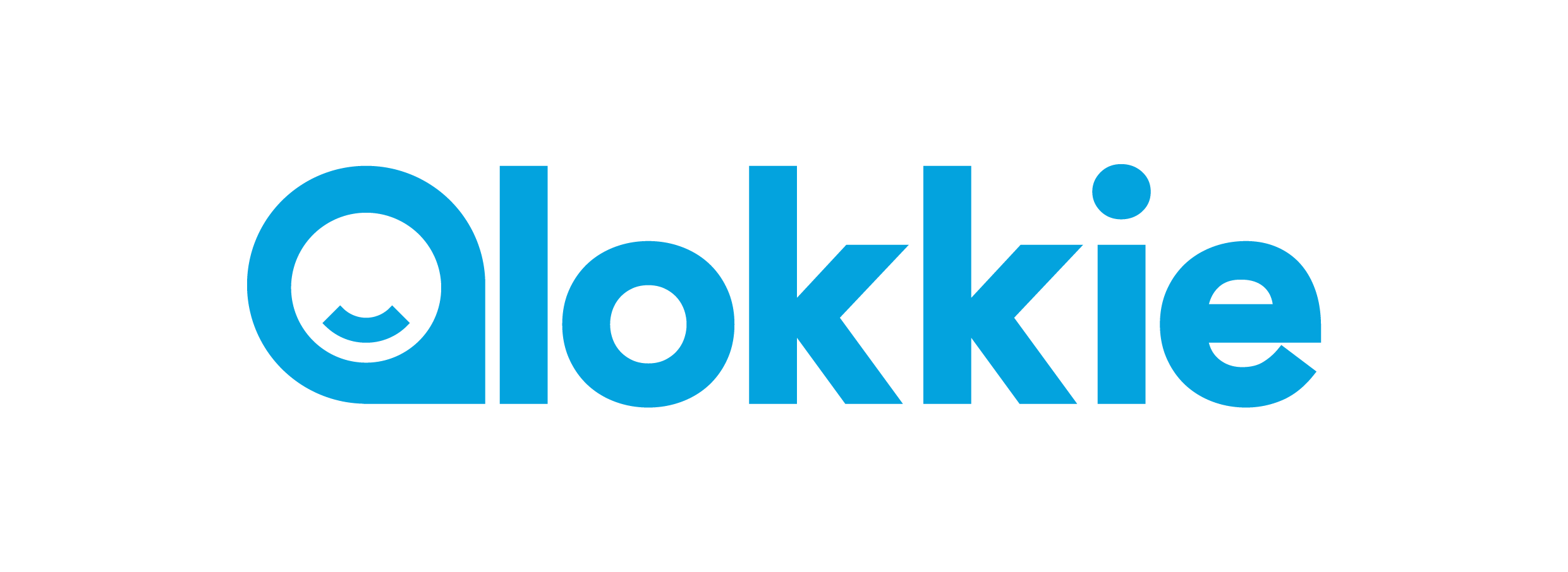 Blauwe letters met de naam Qlokkie spellen