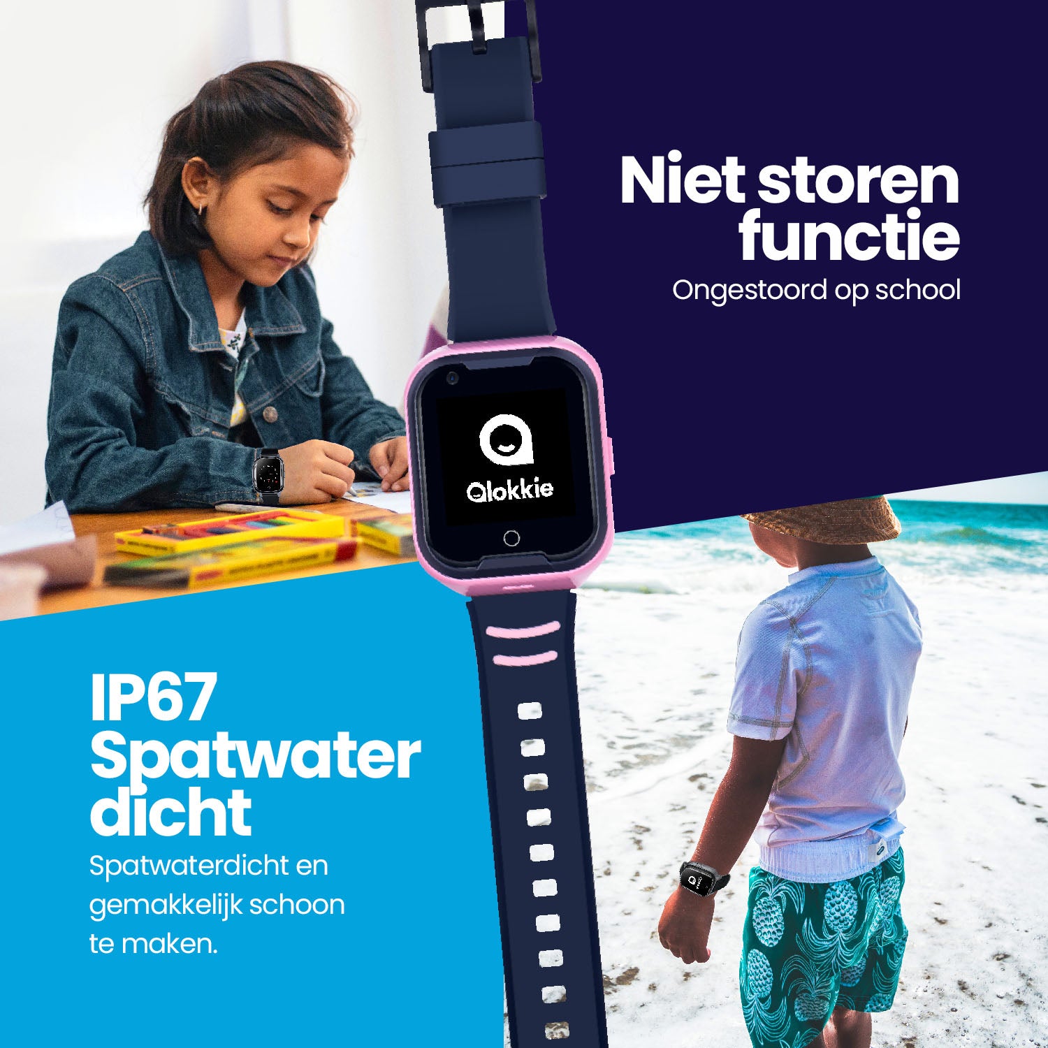 Qlokkie GPS Horloge Kind - Kiddo 11 - Roze