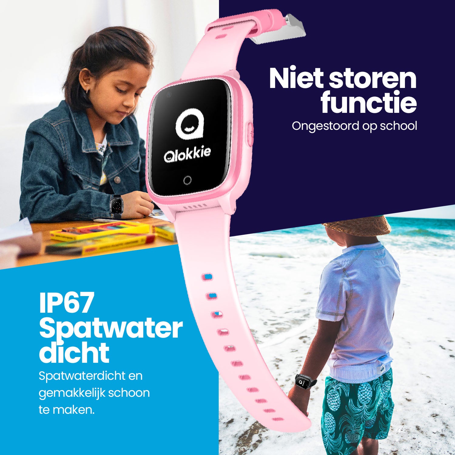 Qlokkie GPS Horloge Kind - Kiddo 21 - Zwart